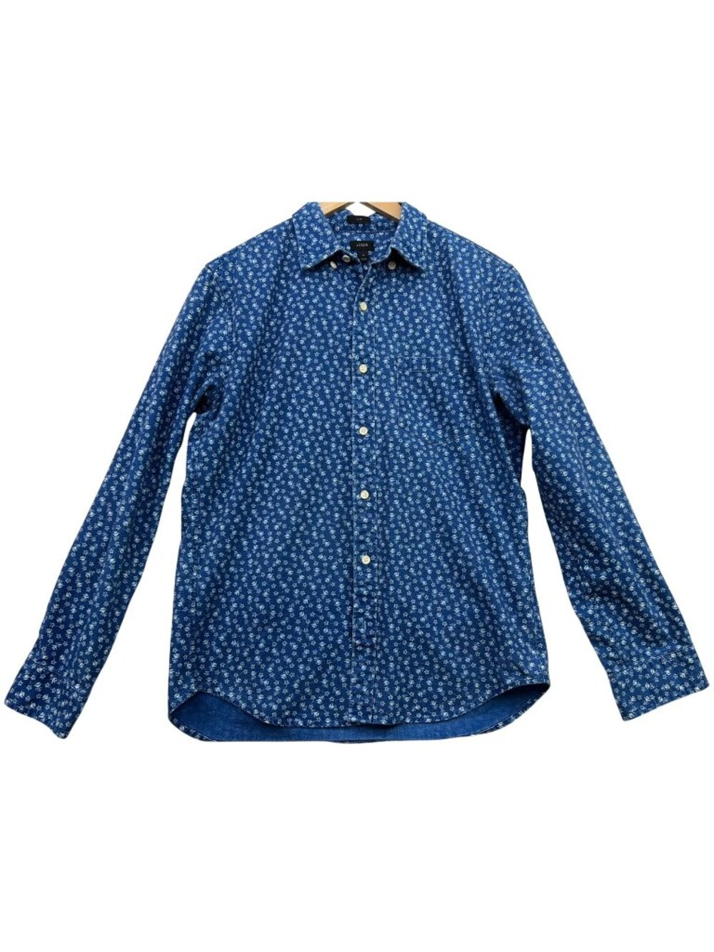 J.Crew Mens Slim Fit Oxford Button Down Shirt Long Sleeve Sz M Blue White Floral